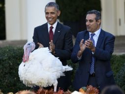 Como lo ha hecho desde 2011, cuando modificó esta tradición, Obama perdonó este año a dos pavos albinos. AP / E. Vucci