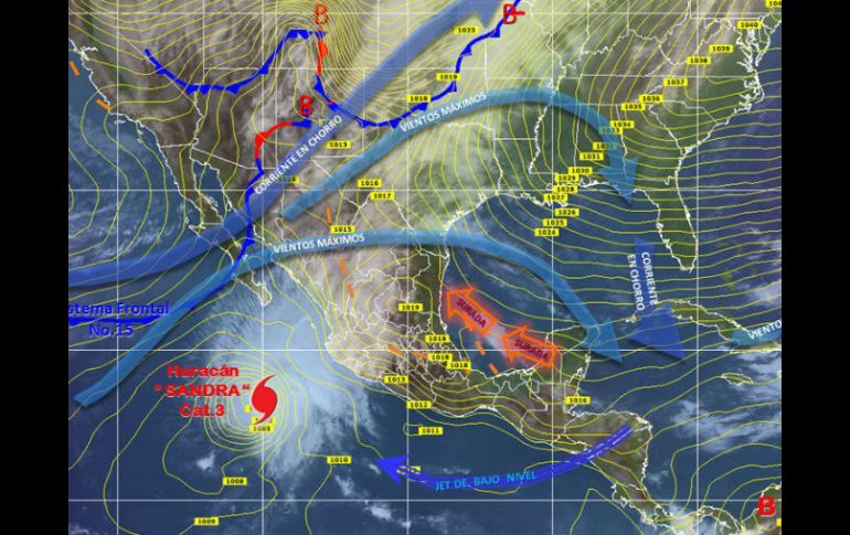 'Sandra' se mantiene como huracán de categoría 3. TWITTER / @conagua_clima