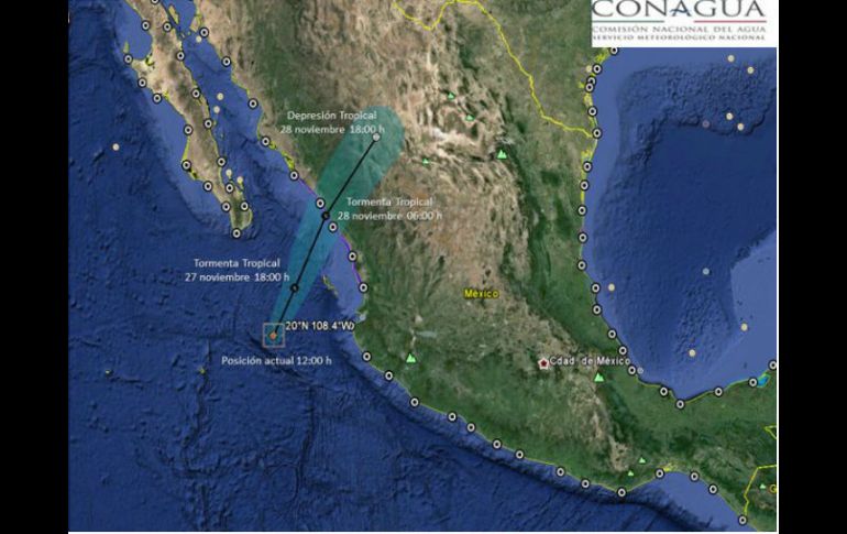 Se espera que a las tres de la tarde 'Sandra' llegue a San Blas, Nayarit, como huracán categoría uno. TWITTER / @conagua_clima