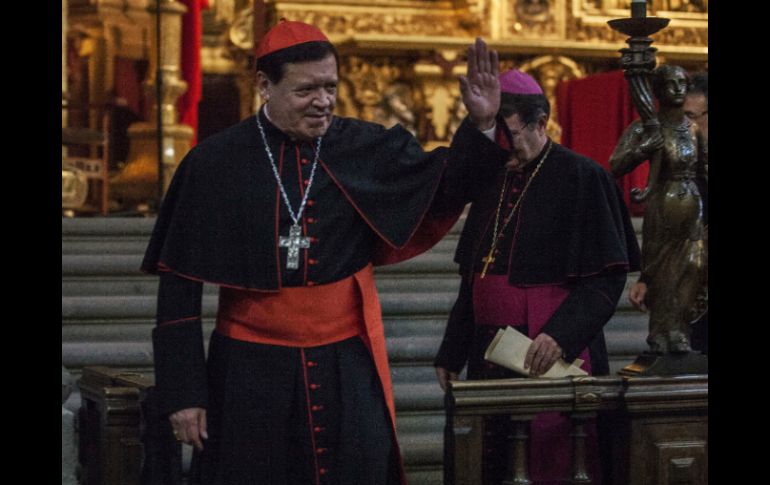 Norberto Rivera expresó en la misa dominical su alegría y gratitud por la próxima llegada del Papa. SUN / ARCHIVO