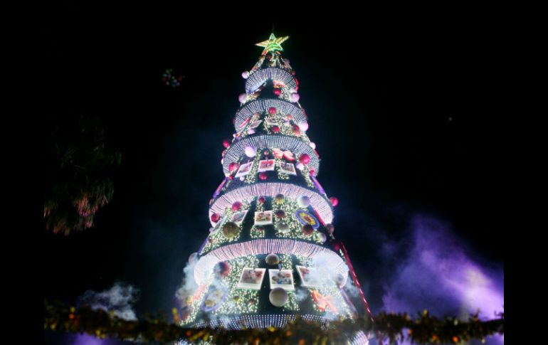 El árbol 31 metros de altura y nueve de ancho y estará encendido hasta el 10 de enero. EL INFORMADOR / A. Hinojosa