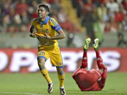 Javier Aquino. El volante de Tigres abrió el marcador anoche ante Toluca. MEXSPORT / I. Ortiz