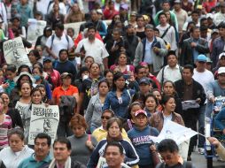 Profesores mantienen 'plantón' en el zócalo de Tuxtla Gutiérrez. SUN / ARCHIVO