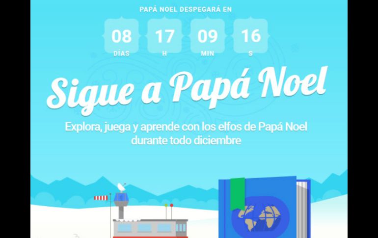 Se puede observar la cuenta regresiva que marca el tiempo faltante para el despegue del trineo de Santa. ESPECIAL / google.com