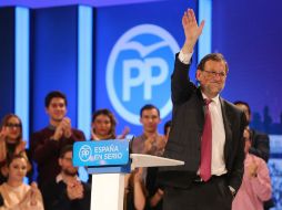 Mariano Rajoy, el actual presidente español del Partido Popular aspira a reelegirse y pidió impedir que la izquierda arribe al poder. AFP / C. Manso