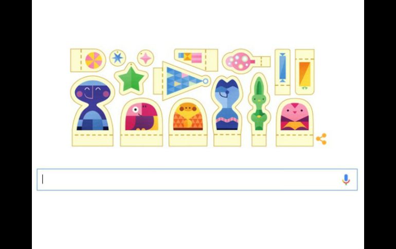 El ''doodle'' de figuras recortables navideñas incluye gatos, caramelos, árboles de Navidad, estrellas, entre otros. ESPECIAL / google.com.mx