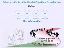 El reloj electrónico lleva la cuenta regresiva para la primera visita del Papa Francisco al país. ESPECIAL / arquidiocesismexico.org.mx