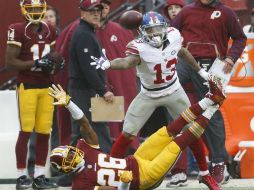 Odell Beckham Jr. Fue sancionados por acciones de rudeza innecesaria ante Panthers de Carolina. AFP / A. Brandon