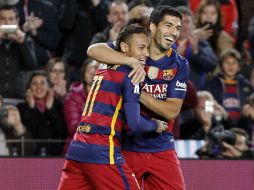 El Barcelona redondeó la noche con un gran gol iniciado con un contragolpe de Neymar y finalizado por Suárez. AP / E. Morenatti