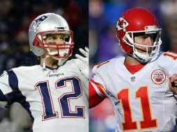 Tom Brady (izquierda) le hará los honores a Alex Smith (derecha), quien ha tenido una temporada de ensueño con Kansas City. AP /