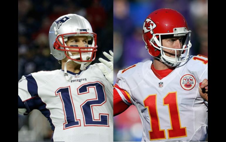 Tom Brady (izquierda) le hará los honores a Alex Smith (derecha), quien ha tenido una temporada de ensueño con Kansas City. AP /