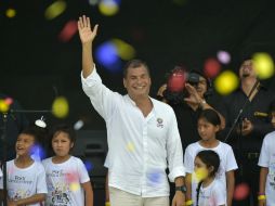 Correa asegura que regresó la esperanza, el orgullo y el autoestima a los ecuatorianos. AFP / R. Buendia