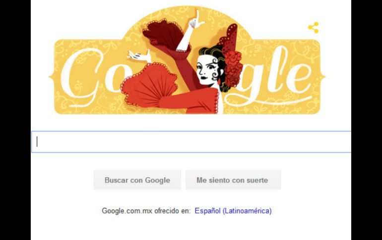 En el 'doodle' se muestra a la artista española en toda la actitud del baile flamenco. ESPECIAL / google.com