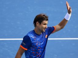 David Ferrer celebra luego de ganar por 6-1, 6-4 y 6-4. EFE / T. Nearmy