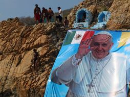 Imagen del papa Francisco en La Quebrada. El sumo pontífice estará en México del 12 al 17 de febrero. AFP /