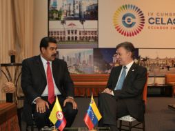 El encuentro entre Nicolás Maduro y Juan Manuel Santos es el primero desde septiembre pasado. EFE /