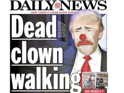 El tabloide expresa: Al final, las predicciones del payaso (...) sobre una victoria (...) fueron todas una enorme y triste mentira. TWITTER / @NYDailyNews