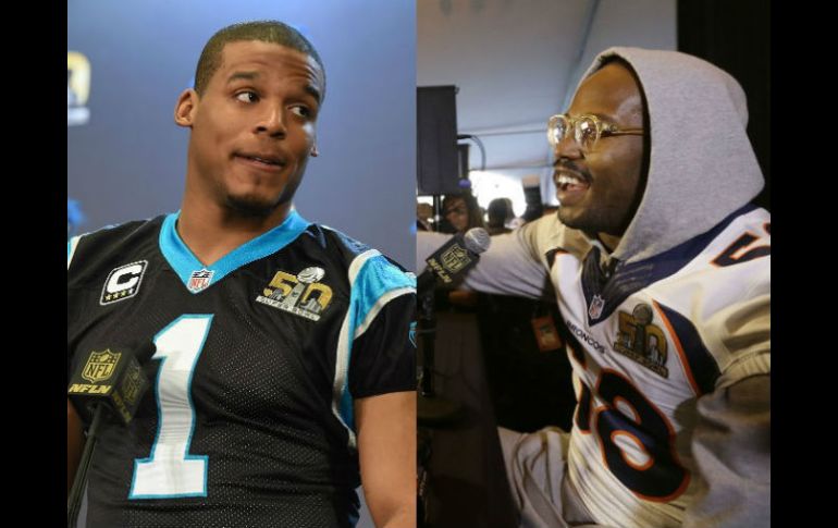 Cam Newton (izq.) y Von Miller protagonizarán un duelo electrizante el próximo domingo en el Super Bowl 50. AFPAP  /