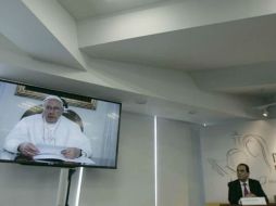 En una rueda de prensa, la Conferencia del Episcopado Mexicano mostró un mensaje en video del Papa Francisco. SUN / Y. Jolalpa