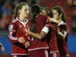 Maribel Domínguez marcó su hat-trick ante las boricuias. EFE /  R. Martinez