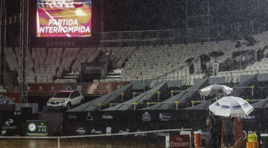 También quedó aplazado a este jueves el duelo entre Santiago Giraldo y Guido Pella, correspondiente a los octavos de final. EFE / A. Lacerda