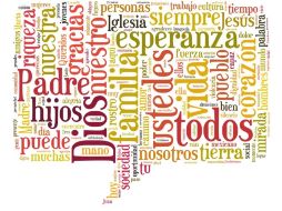 Nube de palabras creada a partir de las transcripciones de todos los discursos del Papa Francisco en México. ESPECIAL / tagxedo.com