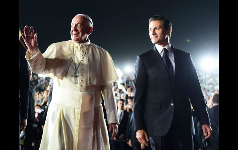 Enrique Peña Nieto agradeció al Papa Francisco su visita México minutos antes de que el Pontífice iniciara su viaje de regreso. NTX /