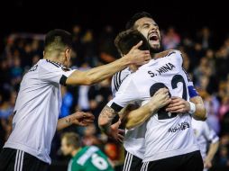 Los cinco goles del Valencia en poco más de media hora se convirtieron en el mejor registro en la historia de la Liga Europa. AFP / B. Alino