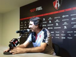 Gustavo Costas en conferencia de prensa este jueves por la tarde en La Madriguera. TWITTER / @atlasfc