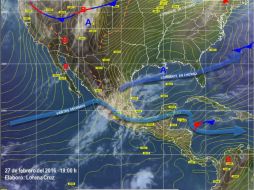 Un canal de baja presión extendido desde el noroeste al centro del país y la afluencia de humedad del Pacífico causarán las lluvias. TWITTER / @conagua_clima