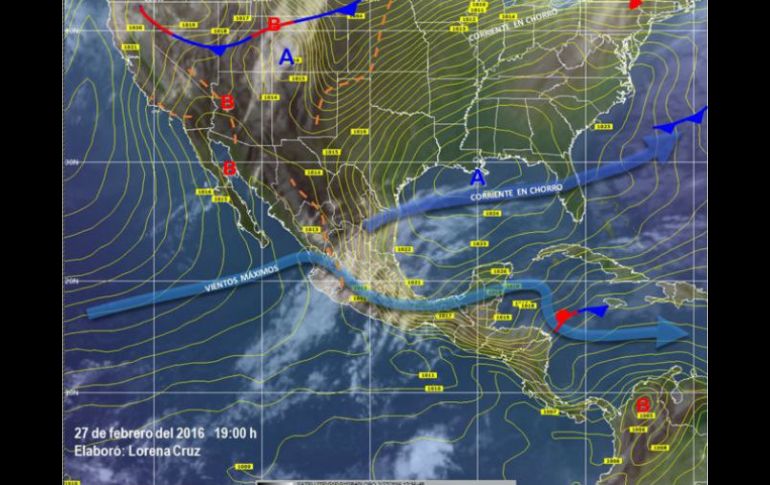 Un canal de baja presión extendido desde el noroeste al centro del país y la afluencia de humedad del Pacífico causarán las lluvias. TWITTER / @conagua_clima