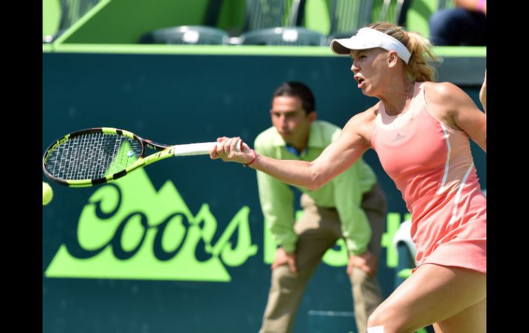 Wozniacki se enfrentó a la bielorrusa Olga Govortsova este día, luego que ayer se tuvo que posponer por la lluvia. EFE / M. Sierra