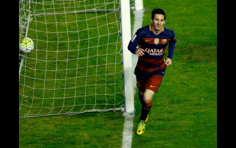 Messi festeja su gol en la victoria del Barça. EFE / J. Martín