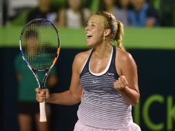 Kontaveit, número 91 del ránking de la WTA, dio una muestra de su clase en el tercer juego del set inicial. EFE / M. Sierra