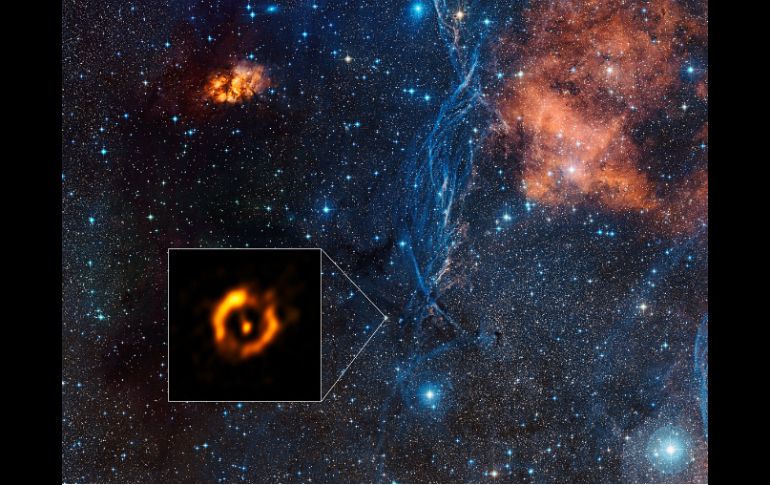 La estrella doble 'IRAS 08544-4431' se encuentra a unos cuatro mil años luz de la Tierra. ESPECIAL / eso.org