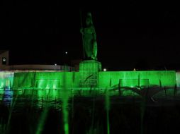 La Minerva fue uno de los monumentos que se iluminó de verde. ESPECIAL / Gobierno de Guadalajara