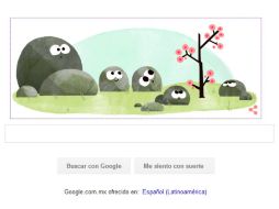 La imagen de Google representa unas rocas que perciben algo nuevo en su paisaje: de una rama nacen flores rosas. ESPECIAL / google.com