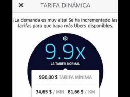 Uber asegura que la tarifa dinámica es la mejor manera de incentivar a sus conductores para tener autos disponibles en la contingencia. ESPECIAL / Twitter