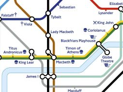 Nuevo plano del metro de Londres con la estaciones conmemorativas a Shakespeare. EFE /