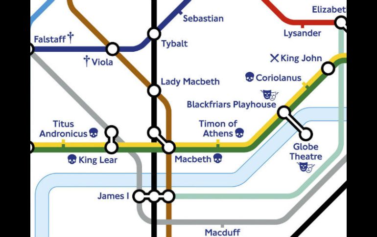 Nuevo plano del metro de Londres con la estaciones conmemorativas a Shakespeare. EFE /