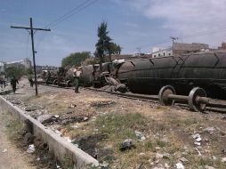 El tren se descarriló el psado domingo en la colonia la Micaelita. ESPECIAL /