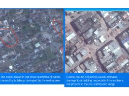 La compañía muestra imágenes del terreno ecuatoriano del antes y después del terremoto en Ecuador. ESPECIAL / .tomnod.com