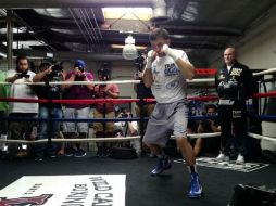 Gennady Golovkin en su entrenamiento para la pelea por el campeonato mundial de peso medio del CMB. AP / G. Beacham