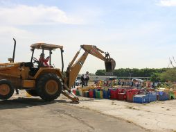 La destrucción de las máquinas ocurrió en las instalaciones de la Unidad Estatal de Protección Civil. ESPECIAL /  Policía de Guadalajara