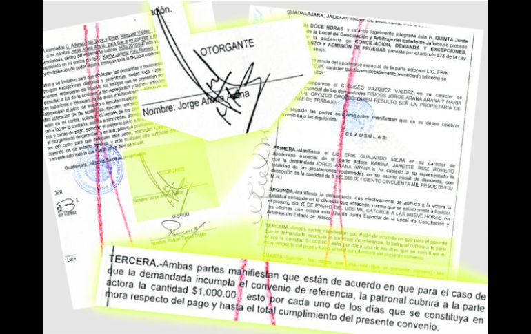 Papeles. Arana no respetó el convenio judicial que el apoderado del legislador acordó y firmó en 2014. ESPECIAL /