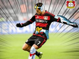 Javier Hernández es caracterizado digitalmente con la armadura de Pegaso. FACEBOOK / Bayer 04 Leverkusen Fussball