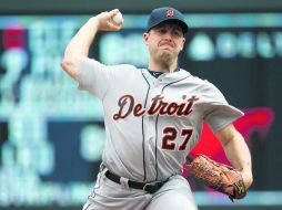 El abridor de los Tigres de Detroit, Jordan Zimmermann, encabeza el promedio de efectividad tras sus cinco aperturas. AP / A. Heisenfelt