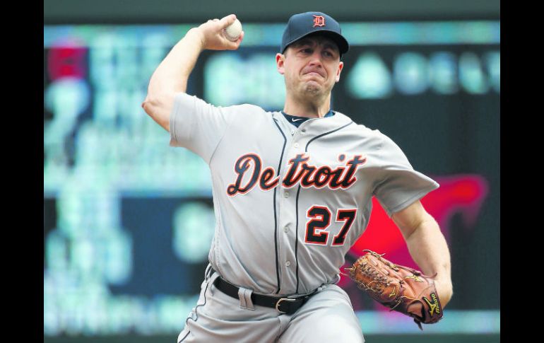 El abridor de los Tigres de Detroit, Jordan Zimmermann, encabeza el promedio de efectividad tras sus cinco aperturas. AP / A. Heisenfelt