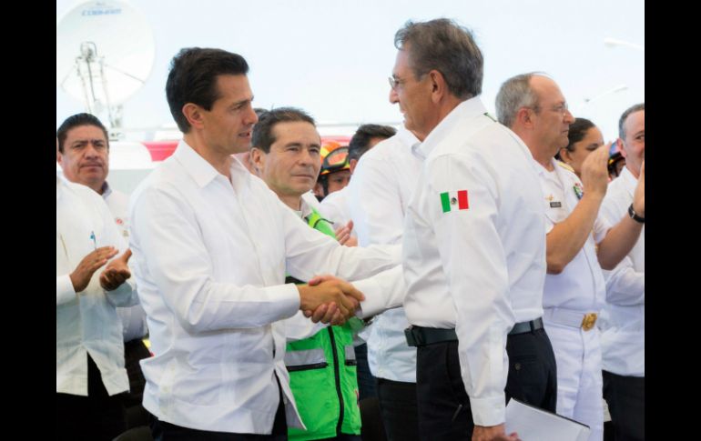 El Presidente Enrique Peña Nieto encabezó en Campeche la conmemoración del 30 aniversario del Sistema Nacional de Protección Civil. NTX / Presidencia