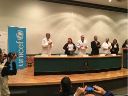 Isabel Crowley, durante la ceremonia de firma de convenio con el Hospital Infantil de México ''Federico Gómez''. TWITTER / @UNICEFMexico